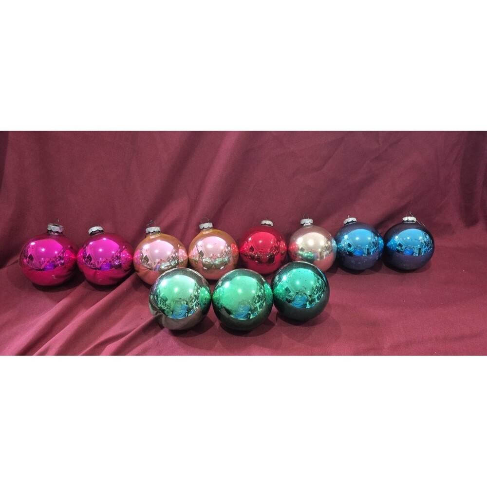 Vintage Shiny Brite Glass Christmas Ornaments Lot 11 Mercury Ball Pink Blue Gree